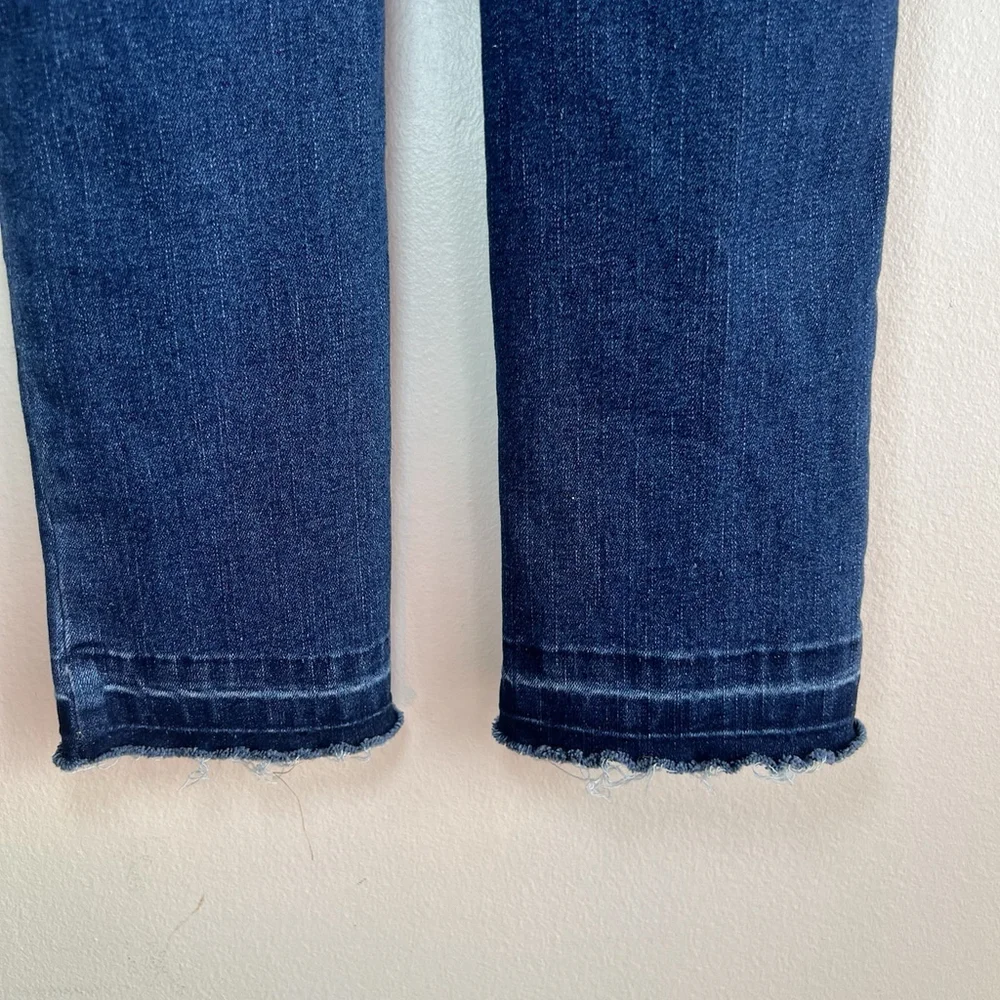 Justice Girls Overall Jumper Denim Blue Size 10 Slim Skinny Stretch Fringe Hem